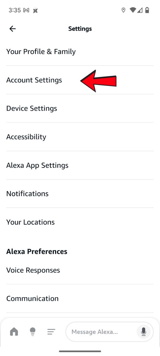 Amazon alexa app account settings