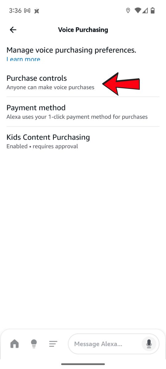 Amazon alexa app purchasing controls