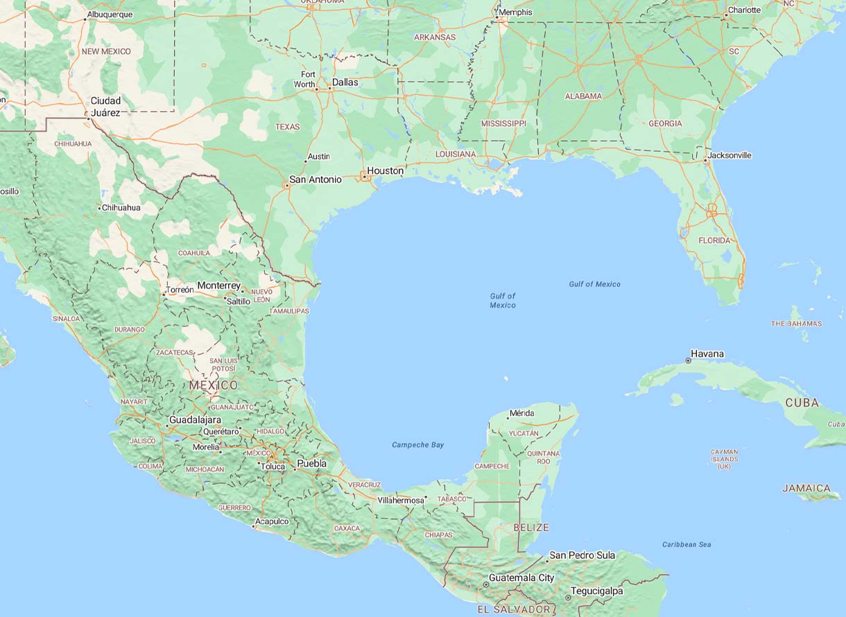 Gulf of Mexico appearing on Bing maps